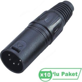 Losen LA1012-5 XLR 5-Pin 10'lu Erkek Siyah Konnektör