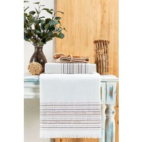 Louis Marie 50x90+70x140 cm Saçak Detaylı %100 Pamuk Vip Kahverengi Banyo Havlu Seti