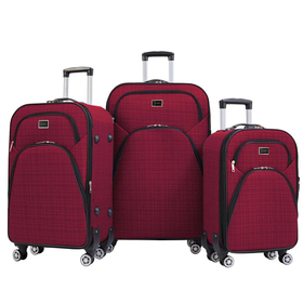 Louisiana Polo 1081 Gedox Bordo 4 Teker Kumaş Orta ve Kabin Boy Valiz Seti