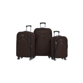 Louisiana Polo 1081 Kahve 4 Teker Kumaş 3'lü Valiz Seti