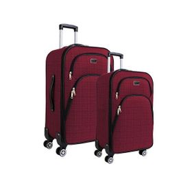 Louisiana Polo 1081 Kumaş Bordo Orta Boy ve Kabin Boy 2'li Valiz Seti