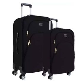 Louisiana Polo 1081 Siyah 4 Teker Kumaş Orta ve Kabin Boy Valiz Seti