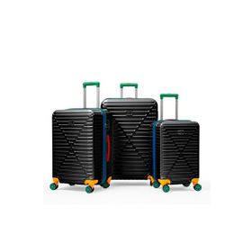 Louisiana Polo 1088 Siyah Polikarbon 4x2 Teker 3'lü Valiz Seti