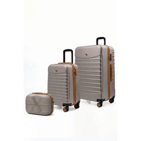 Louisiana Polo 1168 Makyaj Taş Taba Büyük Boy / Kabin Boy 2'li Valiz Seti