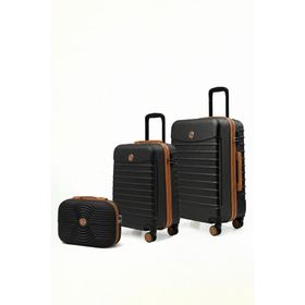 Louisiana Polo 1168 Siyah Taba Makyaj Orta Boy Kabin Boy 2'li Valiz Seti