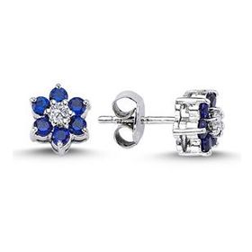 Lova 3020005 Pırlantalı Safir Papatya Küpe