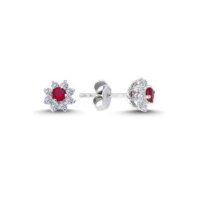 Lova 3030021 Pırlantalı Yakut Çiçek Küpe