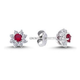 Lova 3030021 Pırlantalı Yakut Çiçek Küpe