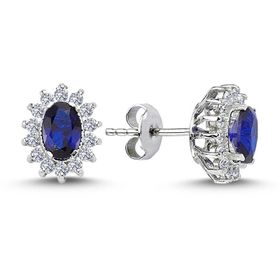 Lova 3030022 Pırlantalı Oval Safir Anturaj Küpe
