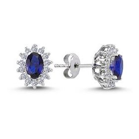 Lova 3030022 Pırlantalı Oval Safir Anturaj Küpe