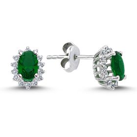 Lova 3040013 Pırlantalı Oval Zümrüt Anturaj Küpe