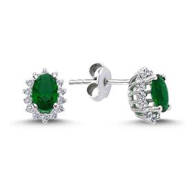 Lova 3040013 Pırlantalı Oval Zümrüt Anturaj Küpe
