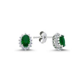 Lova 3040013 Pırlantalı Oval Zümrüt Anturaj Küpe