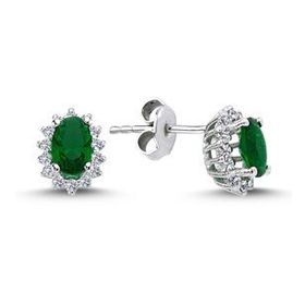 Lova 3040013 Pırlantalı Oval Zümrüt Anturaj Küpe