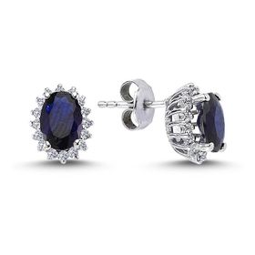 Lova 3040014 Pırlantalı Oval Safir Anturaj Küpe