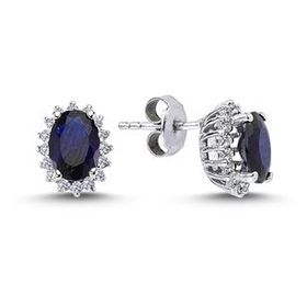 Lova 3040014 Pırlantalı Oval Safir Anturaj Küpe