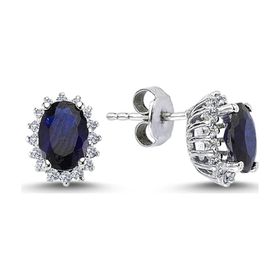 Lova 3040014 Pırlantalı Oval Safir Anturaj Küpe