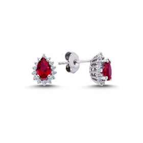 Lova 3040015 Pırlantalı Damla Yakut Anturaj Küpe