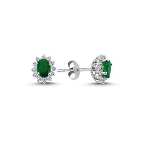 Lova 3050001 Pırlantalı Oval Zümrüt Anturaj Küpe