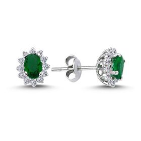 Lova 3050001 Pırlantalı Oval Zümrüt Anturaj Küpe