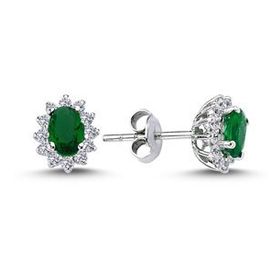 Lova 3050001 Pırlantalı Oval Zümrüt Anturaj Küpe
