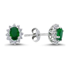 Lova 3050001 Pırlantalı Oval Zümrüt Anturaj Küpe