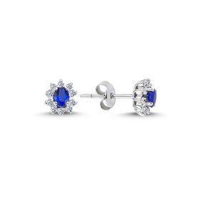 Lova 3050004 Pırlantalı Oval Safir Anturaj Küpe