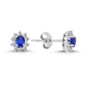Lova 3050004 Pırlantalı Oval Safir Anturaj Küpe