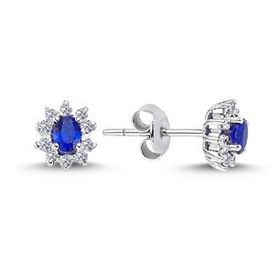Lova 3050004 Pırlantalı Oval Safir Anturaj Küpe