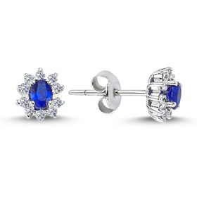 Lova 3050004 Pırlantalı Oval Safir Anturaj Küpe