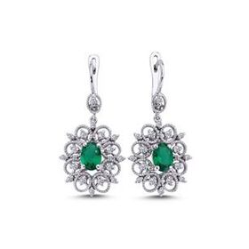 Lova 3070017 Pırlantalı Oval Zümrüt Küpe