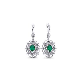 Lova 3070017 Pırlantalı Oval Zümrüt Küpe