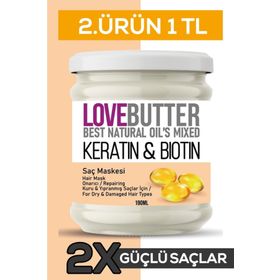 Love Butter 190 ml Kuru ve Yıpranmış Saçlar İçin Keratin-Biotin Onarıcı Saç Maskesi