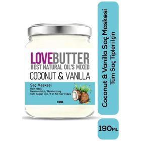 Love Butter 190 ml Tüm Saçlar İçin Coconut-Vanilya Nemlendirici Saç Maskesi