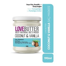 Love Butter 190 ml Tüm Saçlar İçin Coconut-Vanilya Nemlendirici Saç Maskesi