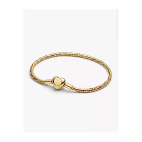 Lovecharm Gold Renk Kalp Klipsli Kesme Yüzeyli Yılan Zincirli Bileklik