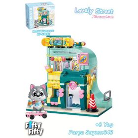 Lovely FFK-28009 Street Sevimli Sokak Serisi Kaykay Dükkanı 343 Parça Oyuncak Yapım Seti