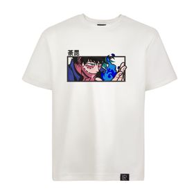 Loviras Berserk My Hero Academia Anime Oversize Kırık Beyaz Erkek T-shirt
