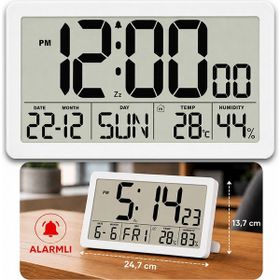 Loyka LCDBY75 Beyaz Dijital LCD Duvar ve Masa Saati