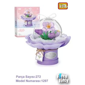 Loz FFLZ-1297 Ledli Mor Dekoratif ve Koleksiyonluk Çiçek Buketi 272 Parça Yapım Seti