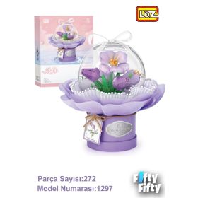 Loz FFLZ-1297 Ledli Mor Dekoratif ve Koleksiyonluk Çiçek Buketi 272 Parça Yapım Seti