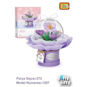 Loz FFLZ-1297 Ledli Mor Dekoratif ve Koleksiyonluk Çiçek Buketi 272 Parça Yapım Seti
