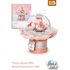 Loz FFLZ-1298 Ledli Pembe Dekoratif ve Koleksiyonluk Çiçek Buketi 285 Parça Yapım Seti