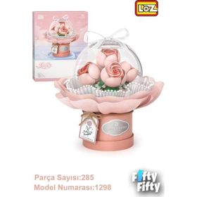 Loz FFLZ-1298 Ledli Pembe Dekoratif ve Koleksiyonluk Çiçek Buketi 285 Parça Yapım Seti
