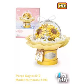 Loz FFLZ-1299 Ledli Sarı Dekoratif ve Koleksiyonluk Çiçek Buketi 510 Parça Yapım Seti