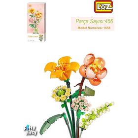 Loz FFLZ-1658 Dekoratif ve Koleksiyonluk Çiçek Buketi 456 Parça Yapım Seti