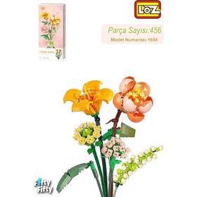 Loz FFLZ-1658 Dekoratif ve Koleksiyonluk Çiçek Buketi 456 Parça Yapım Seti