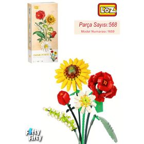 Loz FFLZ-1659 Dekoratif ve Koleksiyonluk Çiçek Buketi 568 Parça Yapım Seti