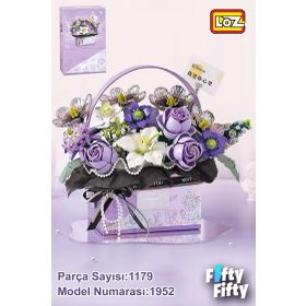 Loz FFLZ-1952 Ledli Mor Dekoratif ve Koleksiyonluk Çiçek Buketi 1179 Parça Yapım Seti