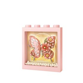 Loz FFLZ-1960 Ledli Pembe Dekoratif ve Koleksiyonluk Kelebek Tablo 822 Parça Yapım Seti